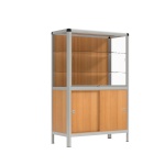 Vitrine, mit Unterschrank, 180 cm hoch, 120x50 cm (B/T), Holzrückwand, 